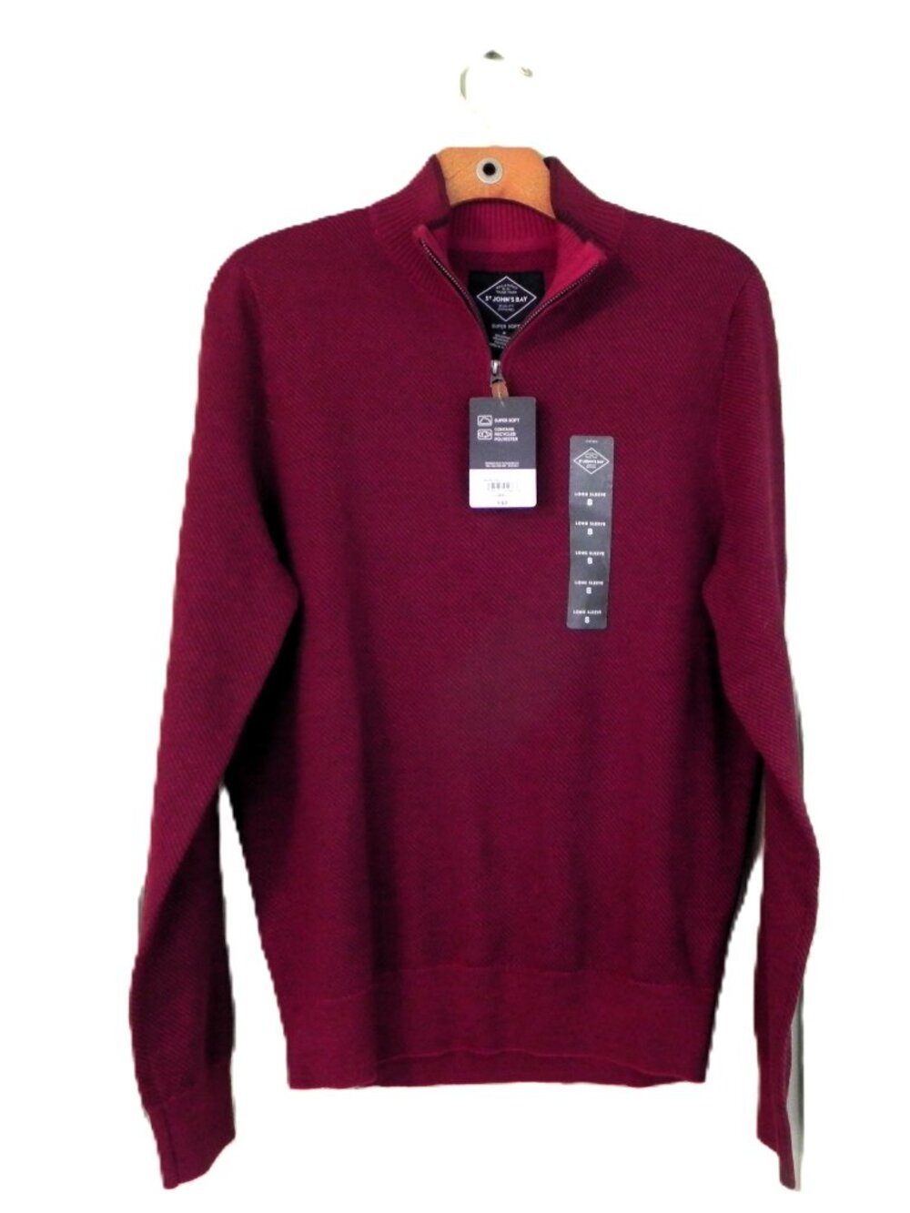 St. John's Bay Quarter Zip Sweater - Super Soft - Men's Small - Biking Red